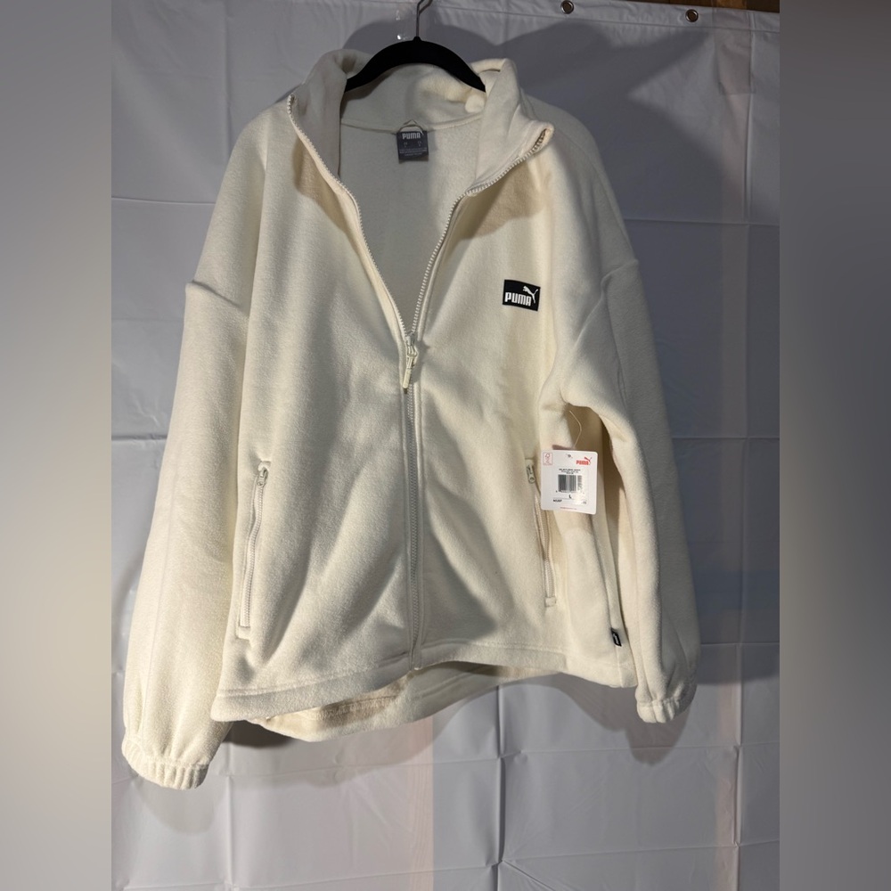 Puma Women’s Cream Polar Fleece Zip-Up Jacket Size Large New with tags